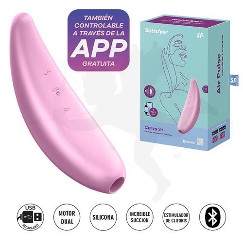 Curvy 3+ pink Succionador de clitoris con control Bluetooth